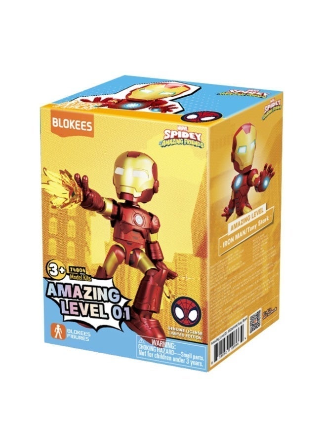 BLOKEES Spidey Amazing Friends Iron Man Figure | Tony Stark Model Kit Amazing Level 01 | Collectible Block Toy for Kids & Adults | Licensed Marvel Action Figure - Image 5